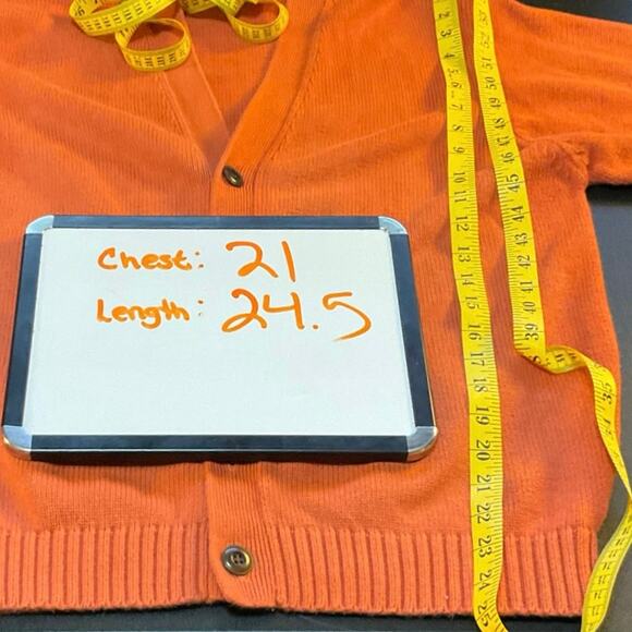 LL Bean Burnt Orange V Neck Button Front Cotton Grandpa Cardigan Size M - Picture 8 of 8